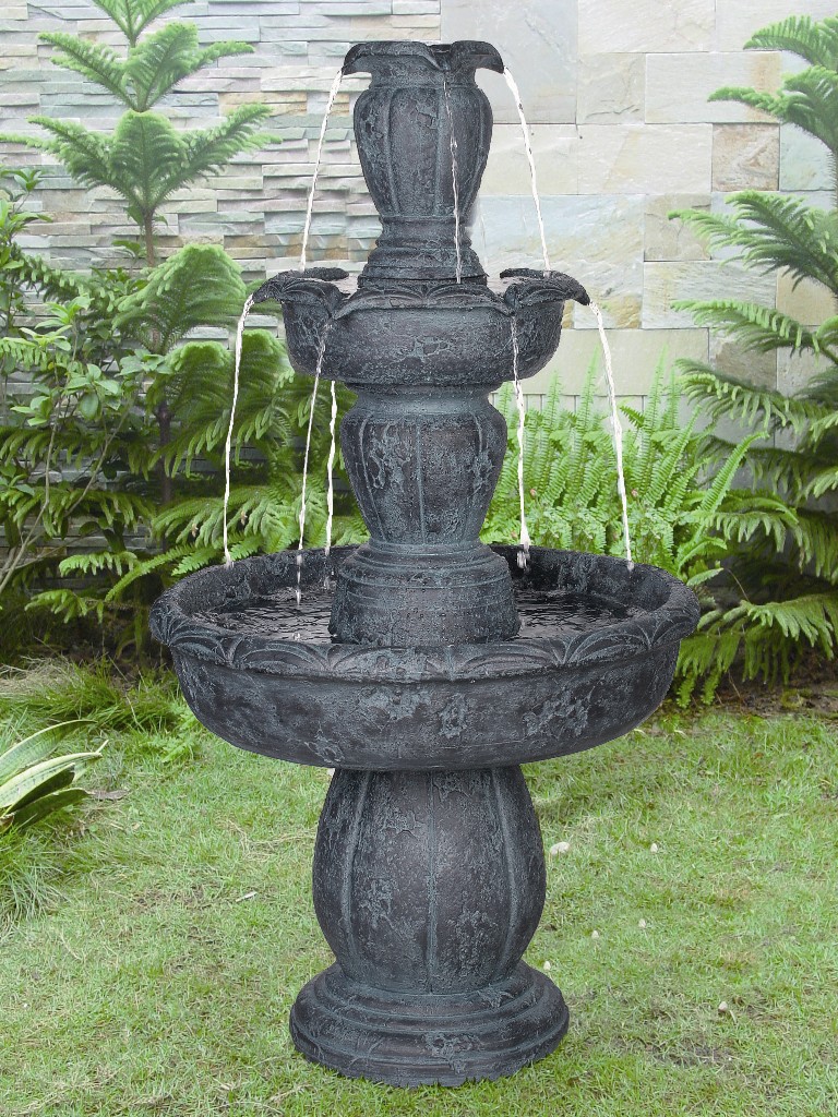 Bassin pour Fontaine Jardin Carré Noir Antique 50cm/75cm/100cm