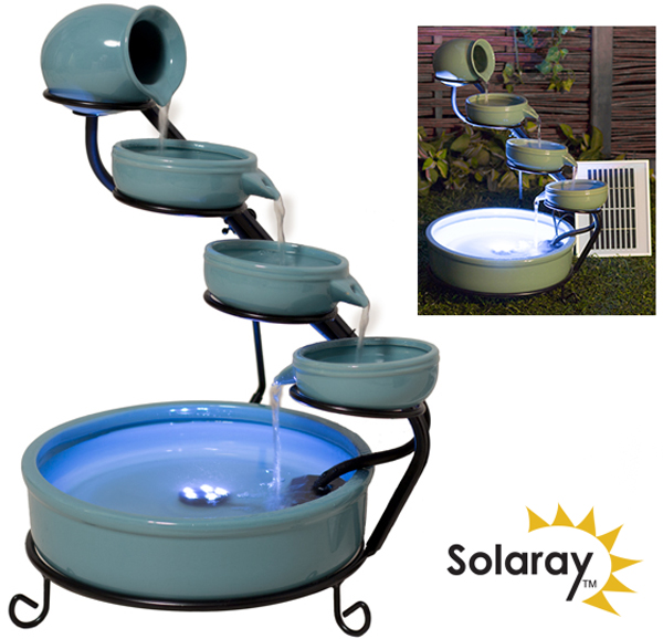 Fontaine solaire Cascade Pots autonome avec batterie